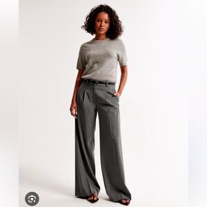 Abercrombie High Waist Wide Leg Pants, Gray, XS